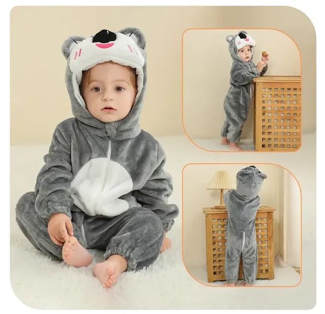Cozy Cubs – Mono de franela con capucha de animal para bebé: Koala